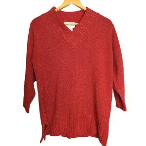 Vintage DVF Diane Von Furstenberg Red Metallic Sweater Size S Pullover